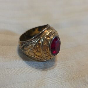 Gold Ring with Red Gemstone